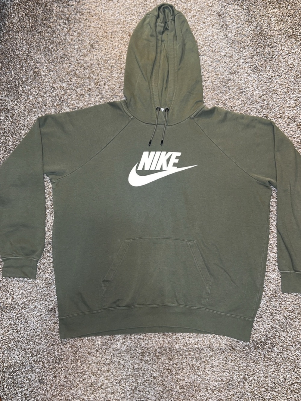 Nike Women’s Olive Green Style Hoodie with White Logo